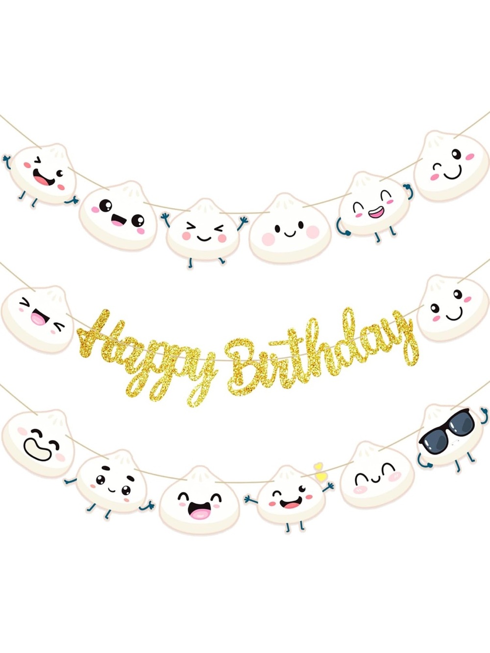 Dumpling Birthday Banners Party Decorations 3PCS